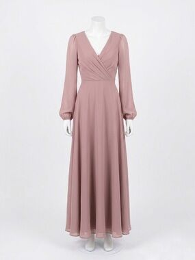 Jenny Yoo x BHLDN for Anthropologie Dusty Rose Chiffon Wrap Maxi Dress Size 2
